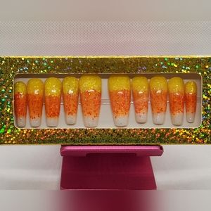 Glitter Candy Corn Press On Nails